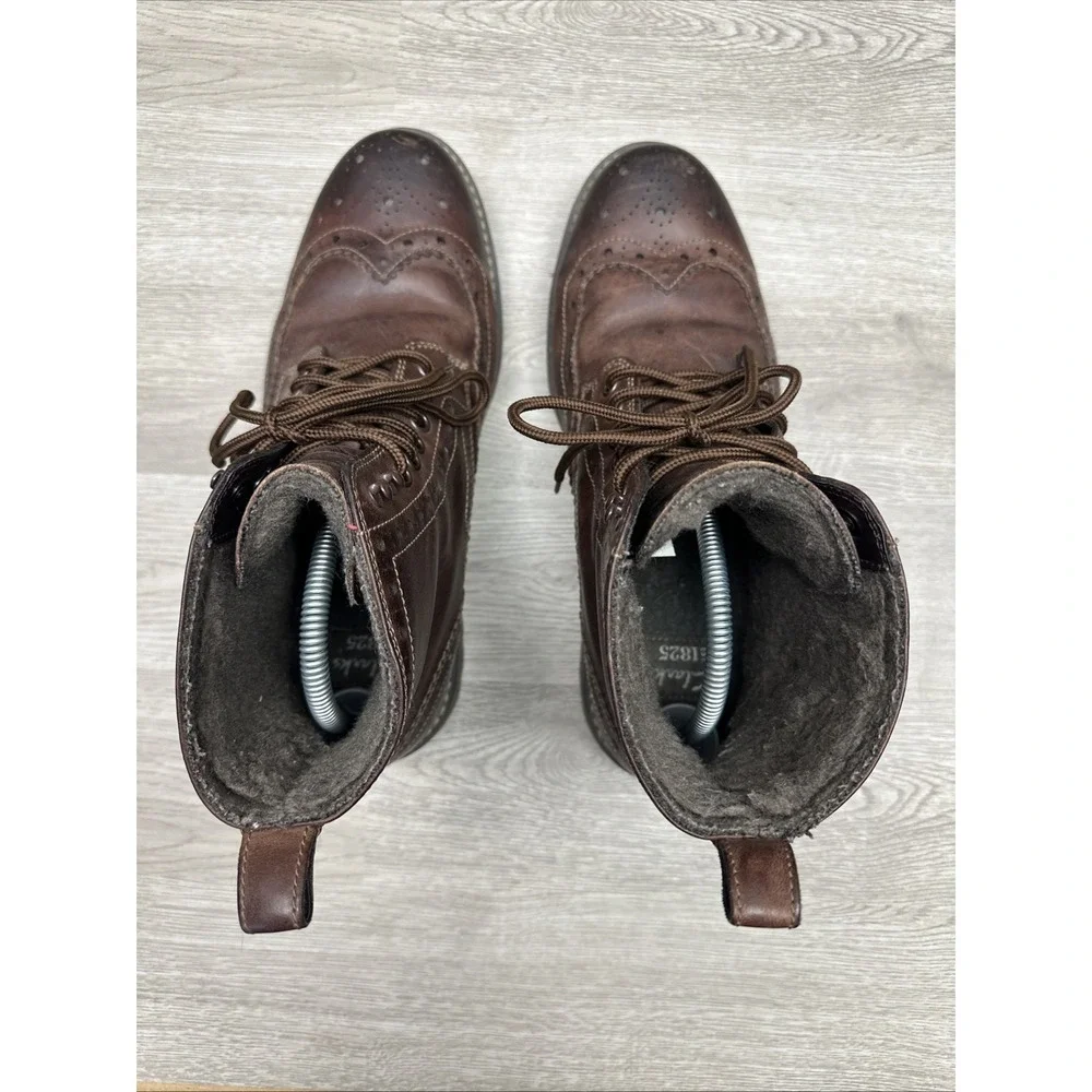 Clarks Montacute Lord Brogue Leather Wingtip Chukka brown boots, Men's 10US NICE